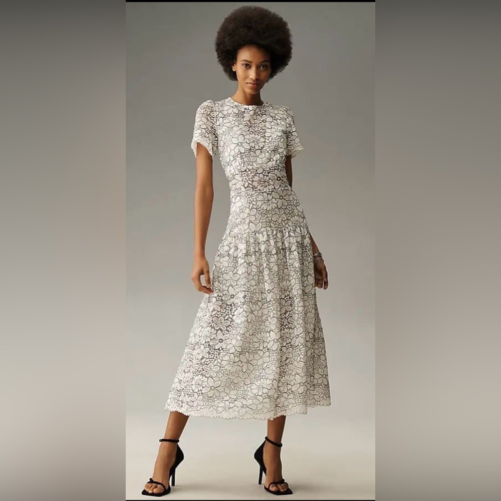 Walter Baker Mila Short-Sleeve Lace Midi Dress, size 4, NWT